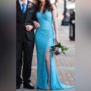 Gorgeous blue sequin prom dress